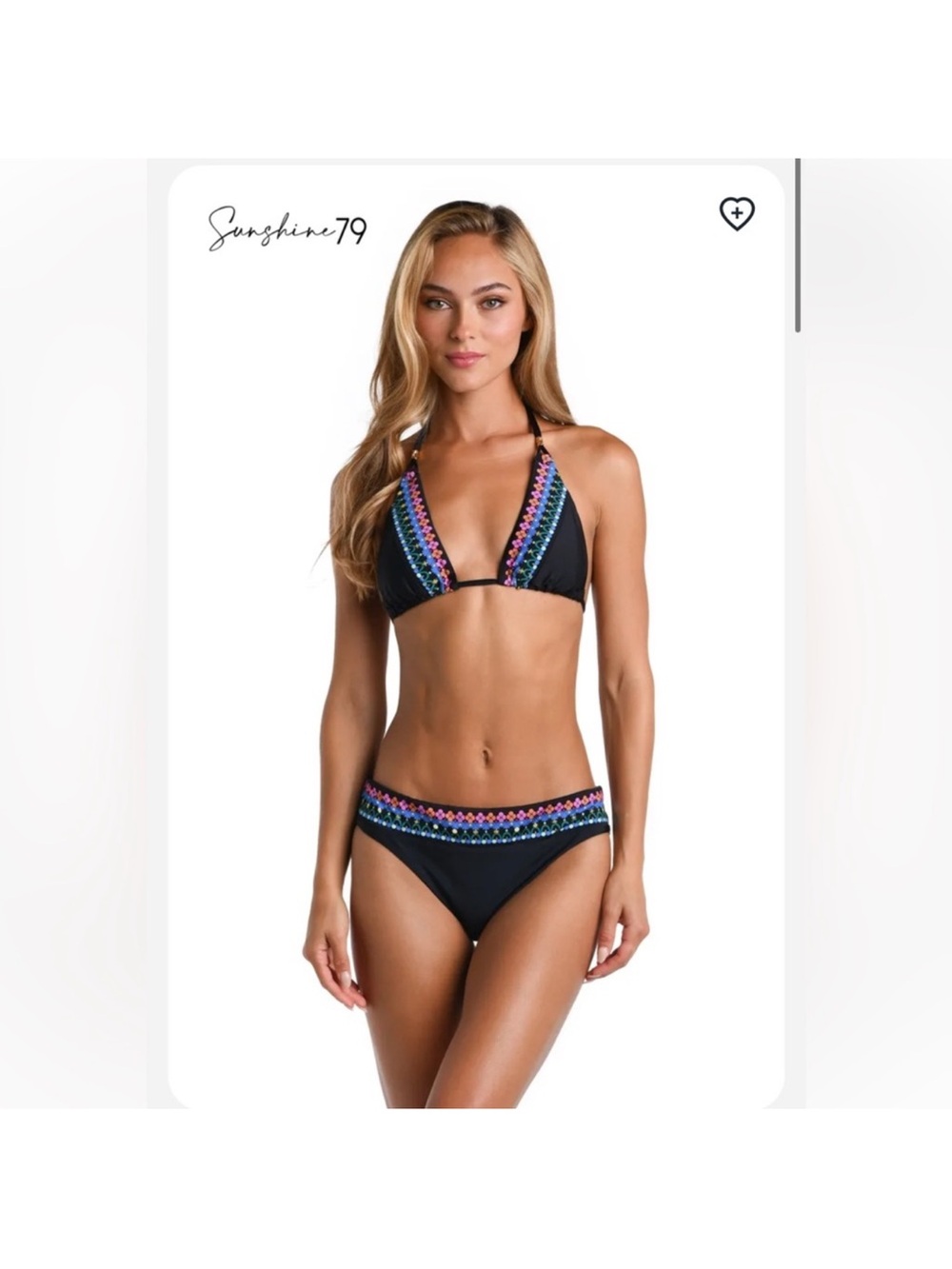 Sunshine 79 - Women’s Black Bikini with Multicolor Trim